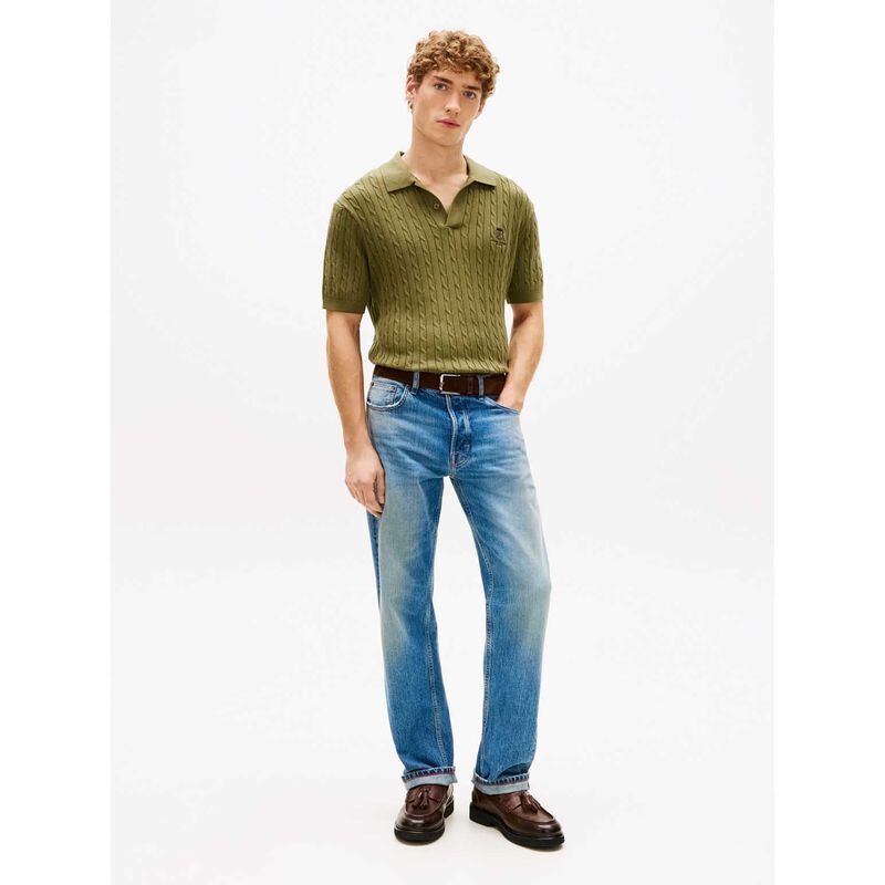 Tommy Hilfiger Regular Fit Embroidery Cable Knit Polo Shirt image number 3